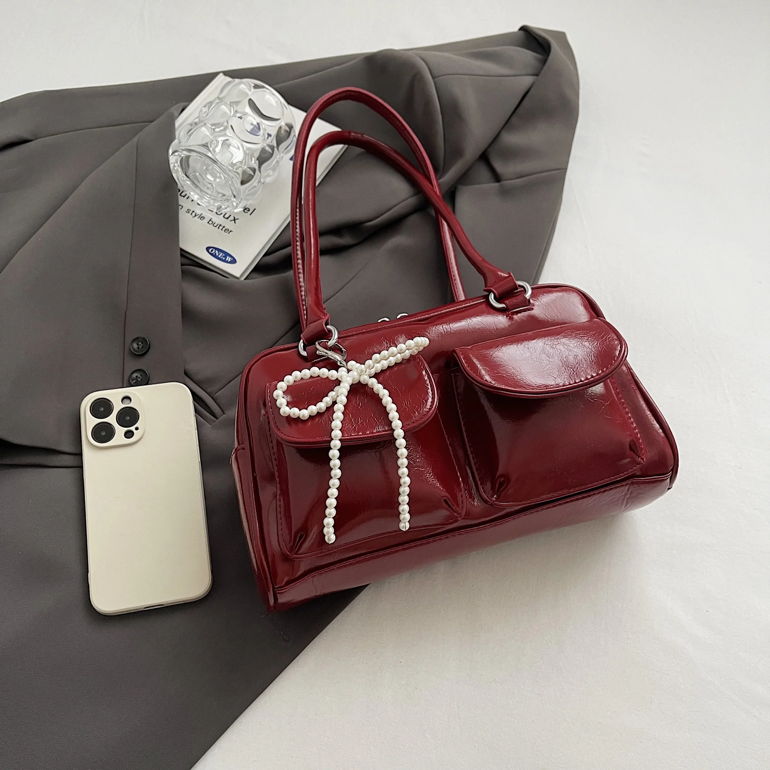 Fashionable Underarm Bow Bag for Women 2024 Korean Edition New Simple Leisure Pillow Bag Trendy Versatile Shoulder Bag - Image 4