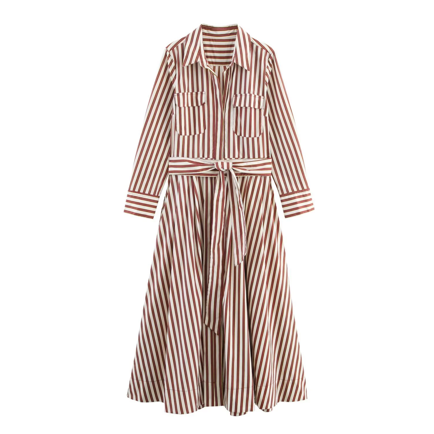 Women's clothing new autumn 2025 European and American fashion temperament casual striped shirt style dress - Image 3