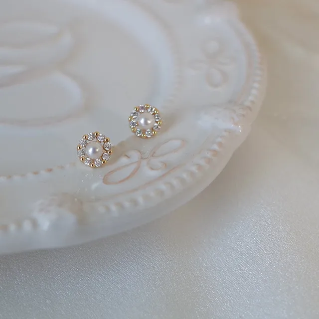 Upscale 14k Gold Jewelry Real Gold Earrings Zircon Pearl Twist Luxury Stud Earrings for Women Brincos Pendientes Bijoux - Image 5