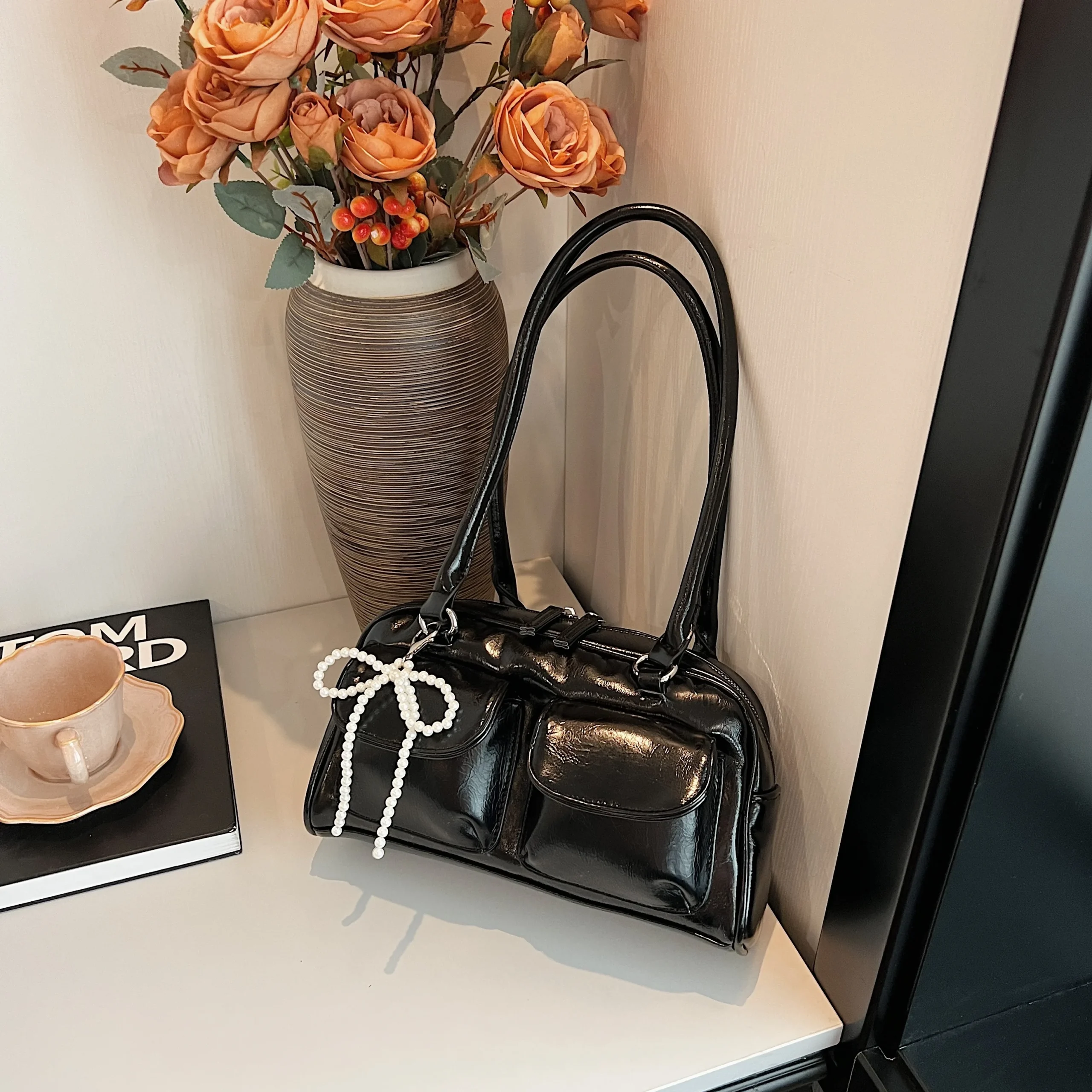Fashionable Underarm Bow Bag for Women 2024 Korean Edition New Simple Leisure Pillow Bag Trendy Versatile Shoulder Bag - Image 7