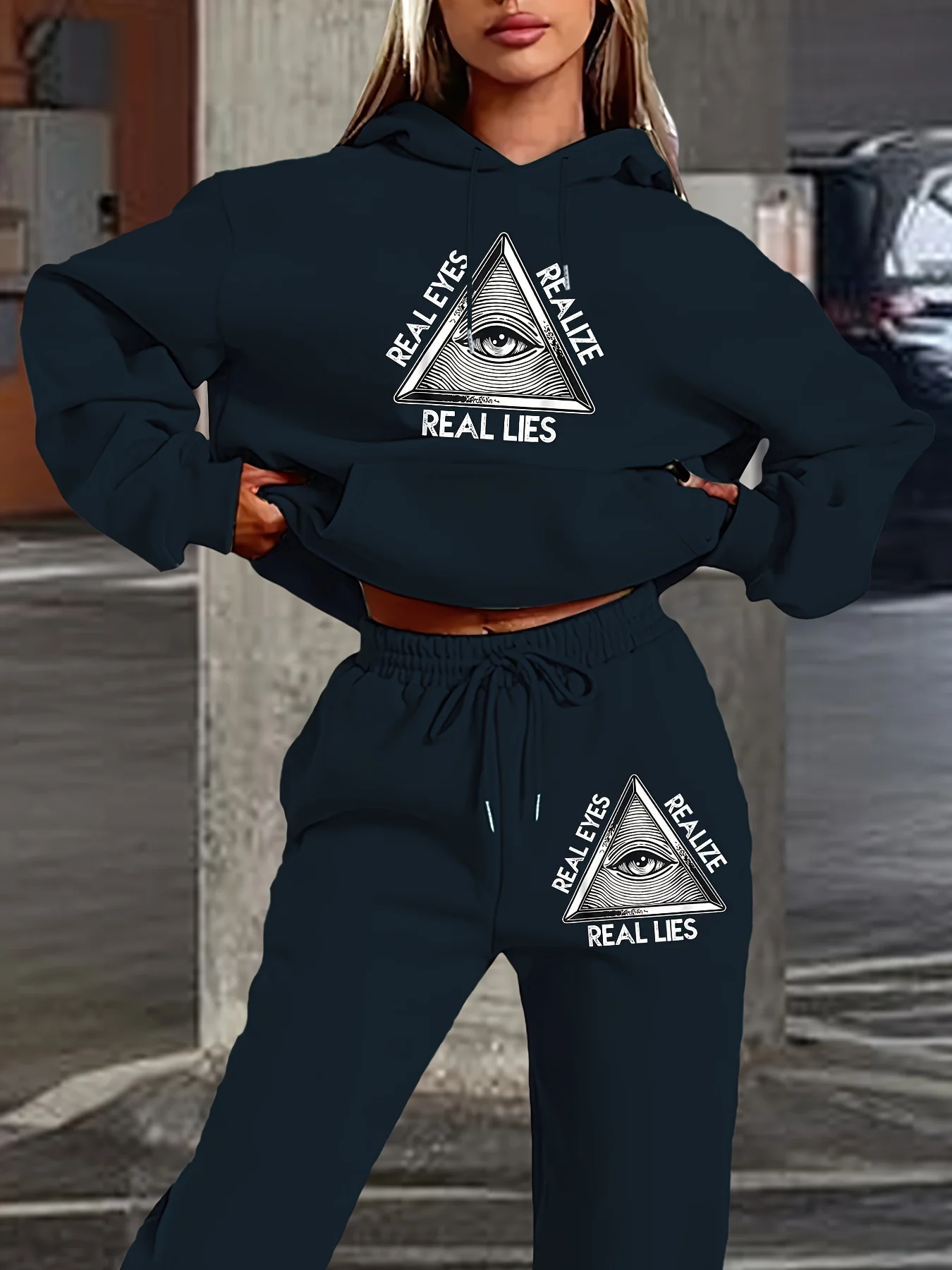 women's autumn winter clothing Hoodies Sweatshirt Trackpants 2-piece set Cotton Fashion drawstring Oversized pullover and pants - Image 9