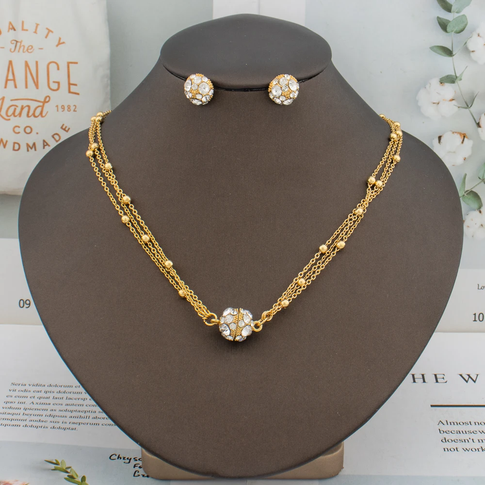 Luxury Italy Gold Color Jewelry Set for Women Bridal Fashion Micro Inlaid Crystal Earring Necklace Wedding African Banquet Gift - Image 7