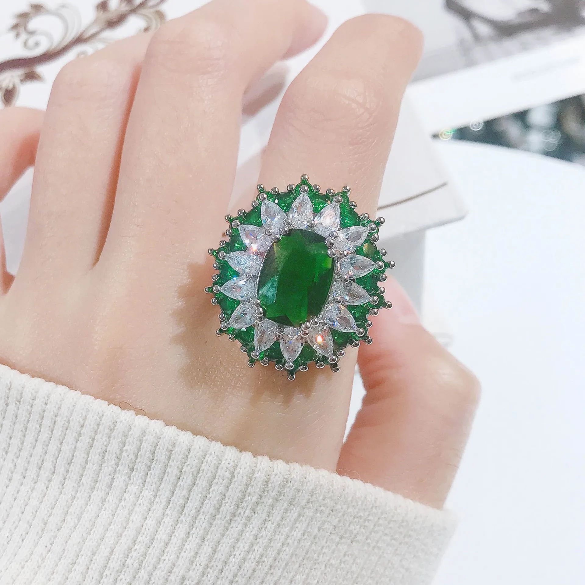 Jewelry Palace - Di Lin Princess Edition - Sapphire - Emerald - 925 Sterling Silver Pendant Necklace Ring Set - For Women to Wea - Image 12