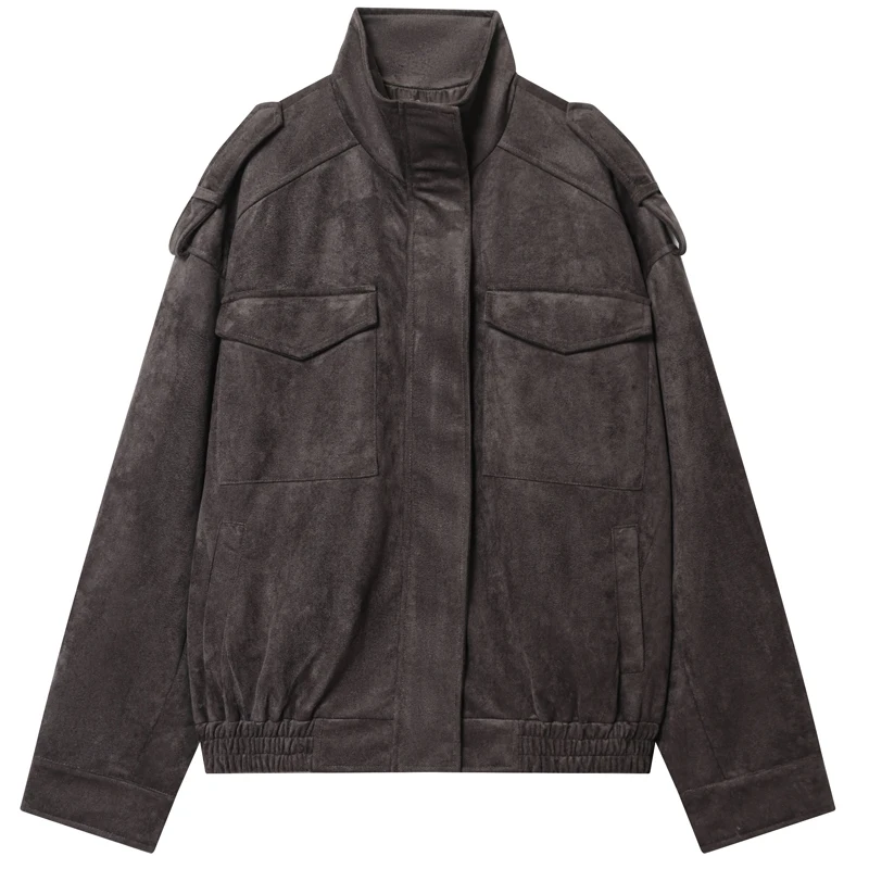 Women's Jacket Black Suede Jacket New Coats And Jackets Lady Autumn 2025 New Collection Long Sleeve Tops Comfortable Streetwear - Image 7