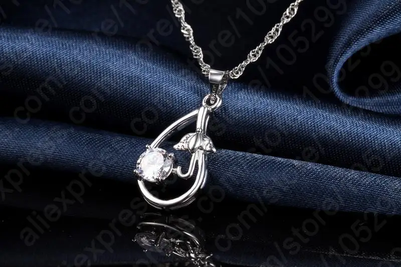 Wedding Bridal Jewelry Sets for Women Neckalce and Earrings 925 Sterling Silver Romantic Style Jewelry for Women As Gift - Image 5