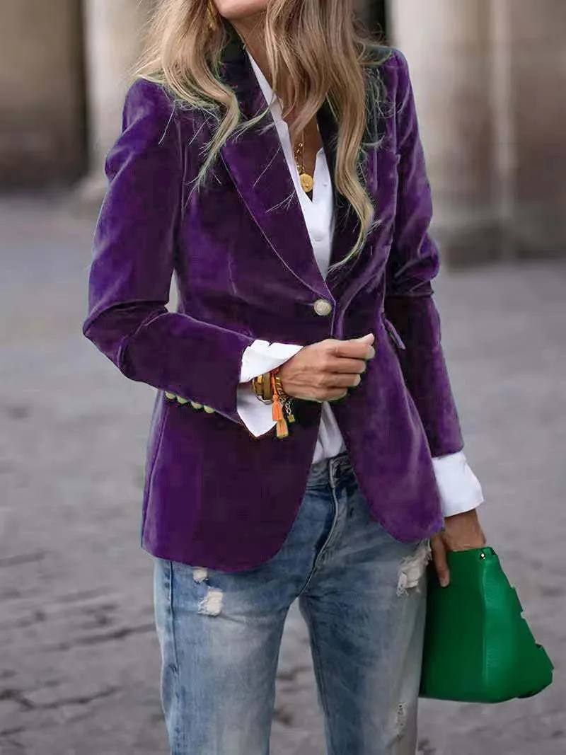 Women's Clothing European American Clothing Autumn Winter New Style Fashion Elegant Coats Solid Color Suit Jacket - Image 15