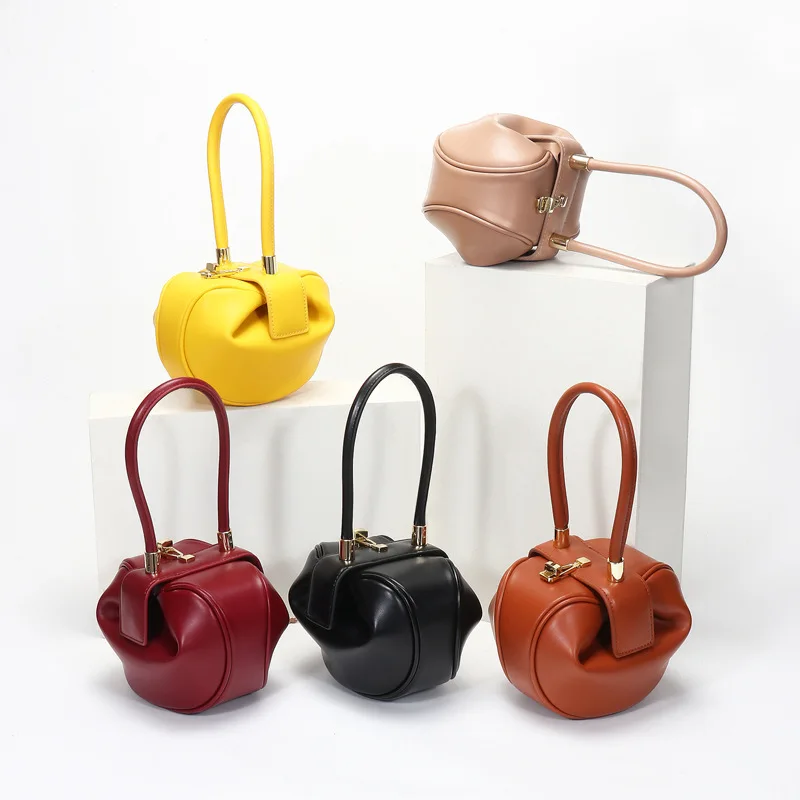 Round Ball Women's Handbag Brand Designer Bowling Bag PU Leather Mini Shoulder Bags Female Luxury Purse Fashion Armpit Bag - Image 3