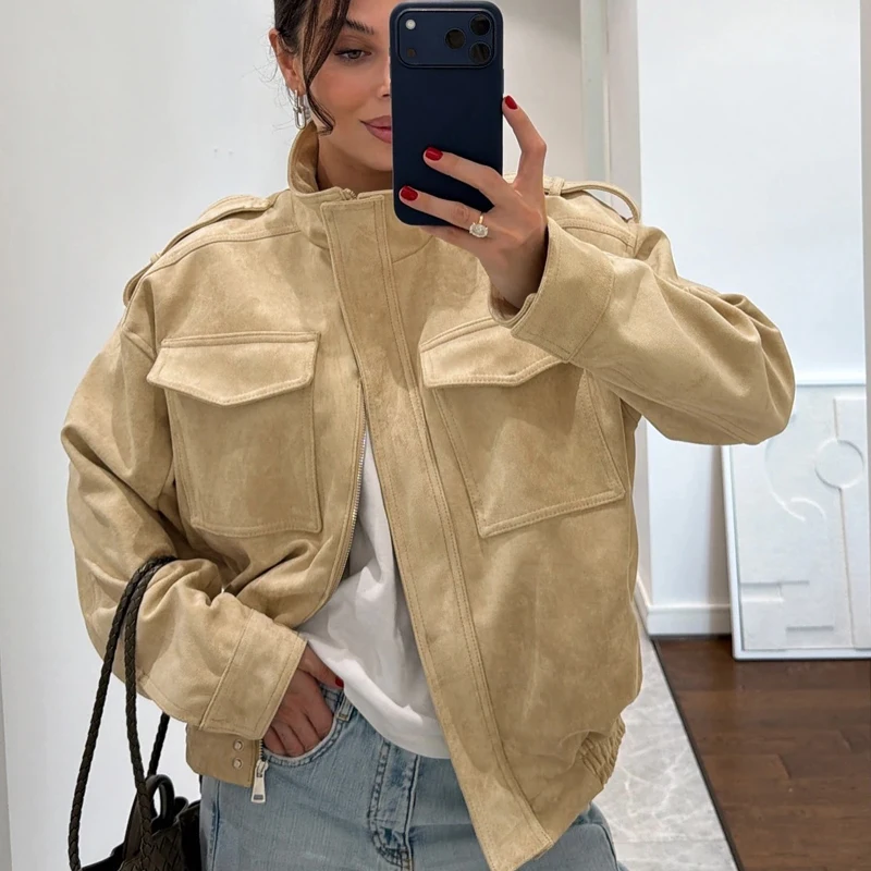 Women's Jacket Black Suede Jacket New Coats And Jackets Lady Autumn 2025 New Collection Long Sleeve Tops Comfortable Streetwear - Image 3