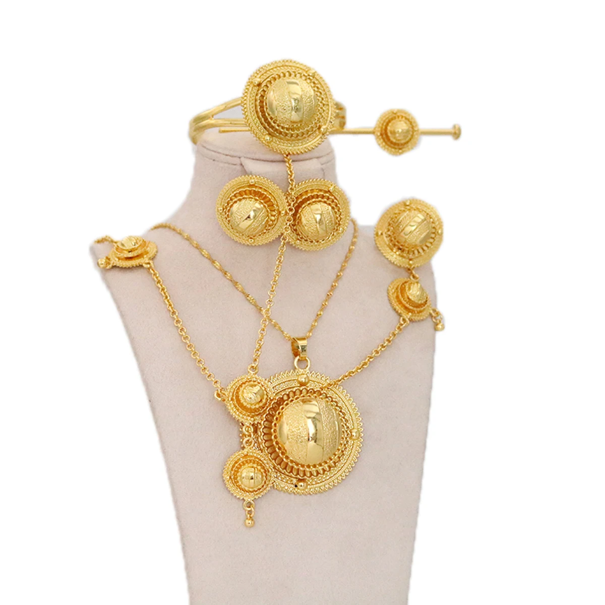 Ethiopian women's jewelry set, hairpins, headbands, earrings, bracelets, rings, pendants, African brides' wedding gifts - Image 9