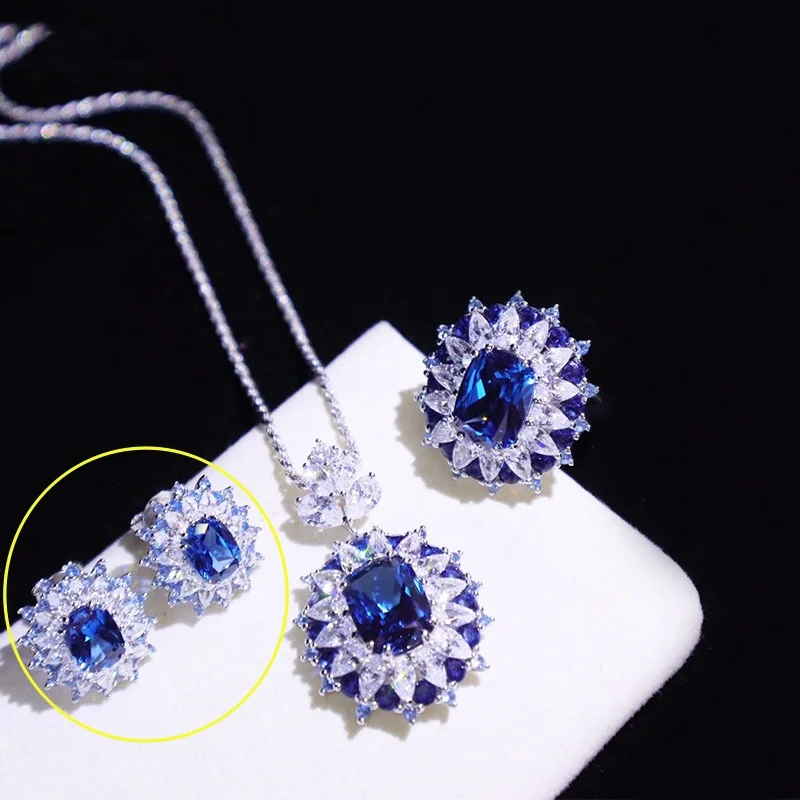Jewelry Palace - Di Lin Princess Edition - Sapphire - Emerald - 925 Sterling Silver Pendant Necklace Ring Set - For Women to Wea - Image 8