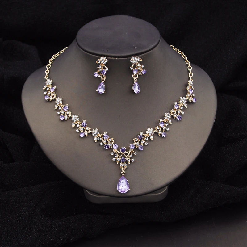 Gorgeous Crystal Fashion Jewelry Sets for Women Luxury Choker Necklace Earrings Prom Wedding Dress Bridal Necklace Sets - Image 6