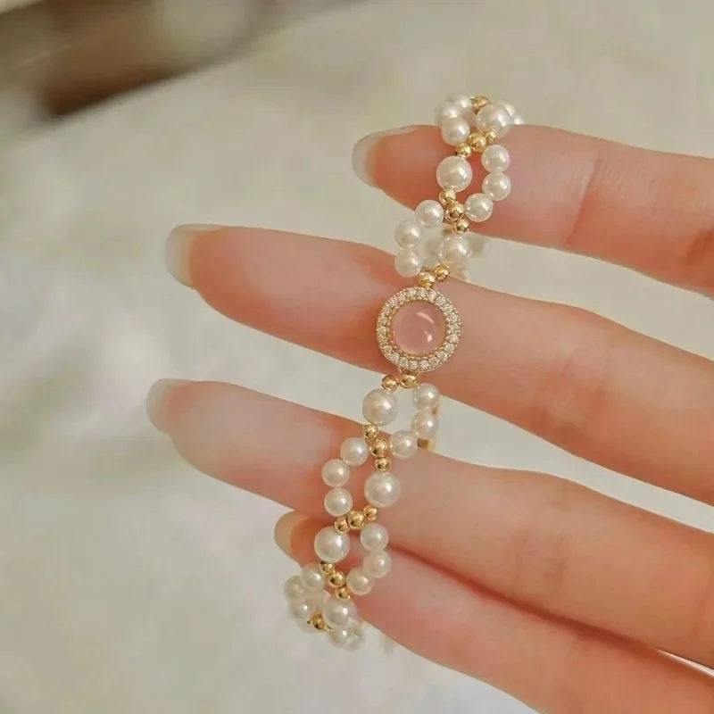 Pearl Jewelry Sets Women Necklace Pendant Necklace Elegant Multi-Layer Neck Chain Pink Chic Luxury Ring Earrings Jewelry Gifts - Image 10